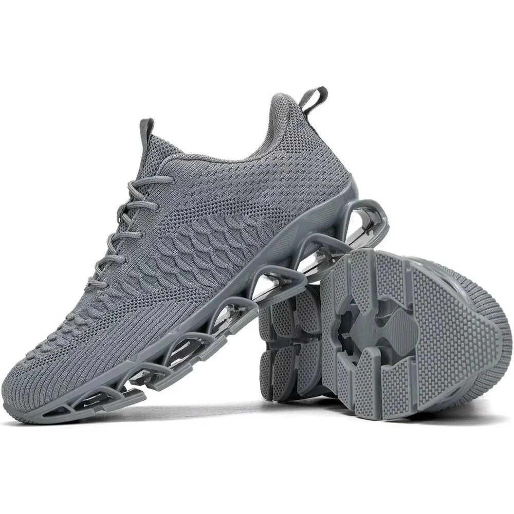 Men's Grey Walking Shoes Slip on Blade Tennis Casual Sport Athletic Trainers